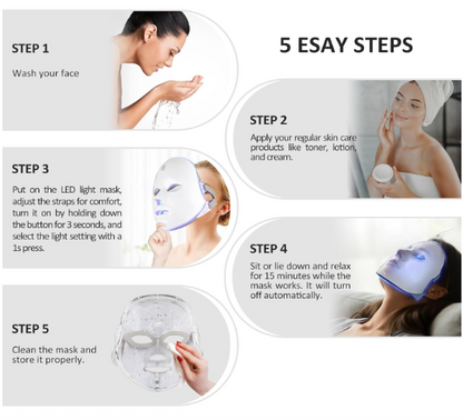 Portable Rechargeable LED Face Mask with 7 Colors